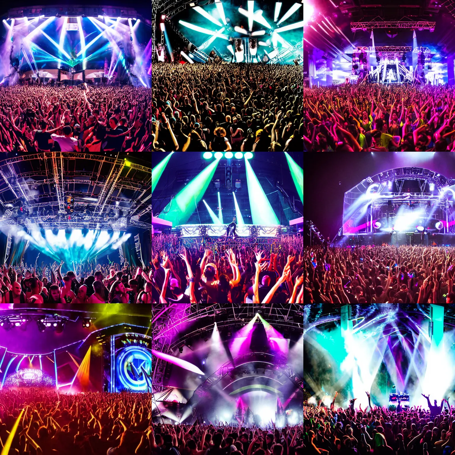 A Electronic Dance Show Stage With A DJ On It With A Stable Diffusion 