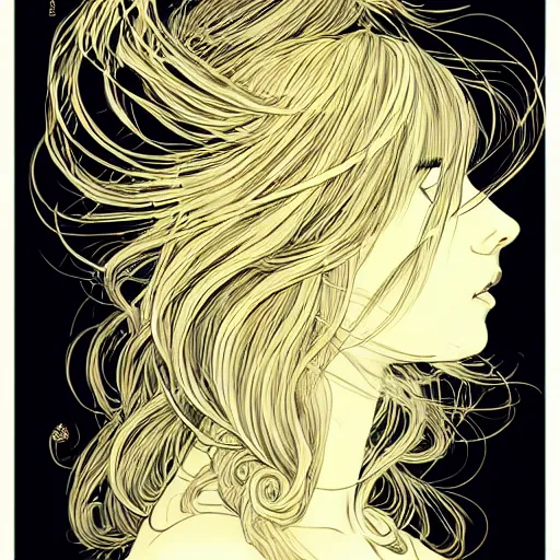 Image similar to gold and silver tones, princess of light, style of moebius, james jean, mcbess, long glowing ethereal hair, cinematic, highly detailed, award winning