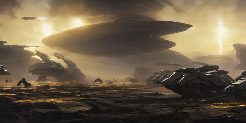 Prompt: hyper realistic sci - fi matte concept art painting of epic cinematic battle between a variety of mechwarriors fighting on mercury with solar panels in background, brightly lit!, beautiful details, strong composition painted by kim jung guweta studio rutkowski, james gurney and greg rutkowski, and lucasfilm, smooth, intricate, detailed, sharp focus, cinematic