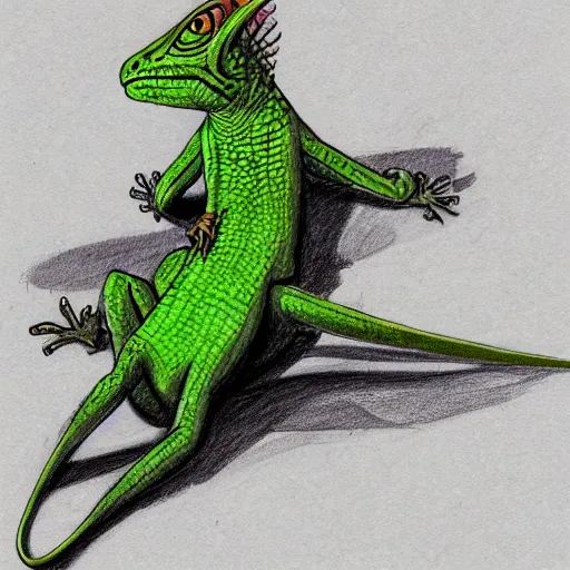 Image similar to sketch of a lizard wizard