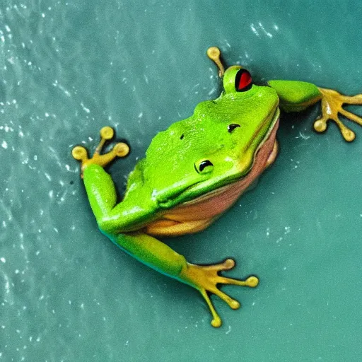 Image similar to a frog in the middle of the ocean,