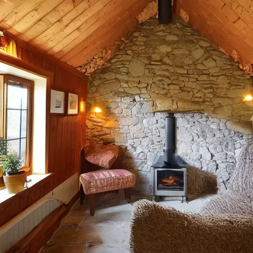 Image similar to photo of interior of cozy stone cottage