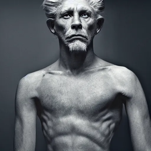 Prompt: portrait of lion - human hybrid, by annie leibovitz, portrait of a man, studio lighting