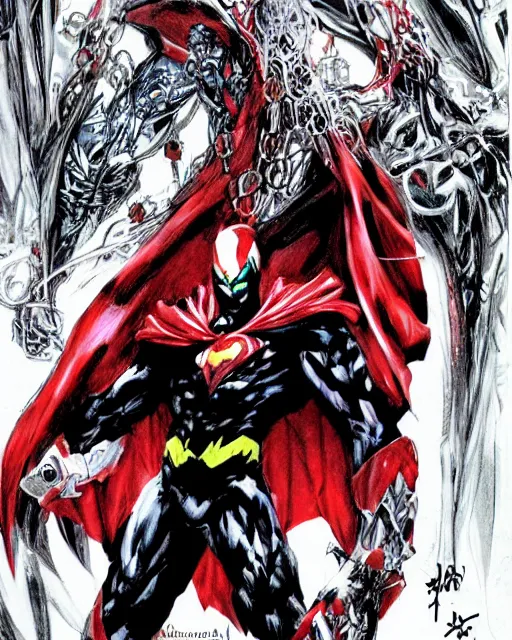 Image similar to Spawn from DC comics by Yoshitaka Amano