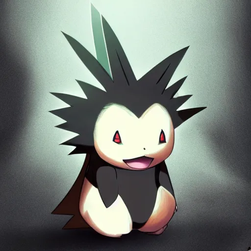 Image similar to A pokemon that looks like A hedgehog without thorns, covered with a layer of black fog ，Trending on art station. Unreal engine.