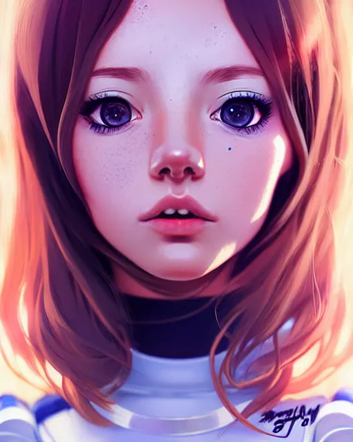 Prompt: portrait Anime space cadet girl cute-fine-face, pretty face, realistic shaded Perfect face, fine details. Anime. realistic shaded lighting by Ilya Kuvshinov Giuseppe Dangelico Pino and Michael Garmash and Rob Rey, IAMAG premiere, aaaa achievement collection, elegant freckles, fabulous, open in wonder