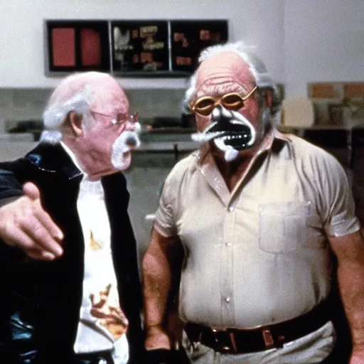 Image similar to wilford brimley fighting the diabeetus monster, 7 0's horror movie style directed by john carpenter