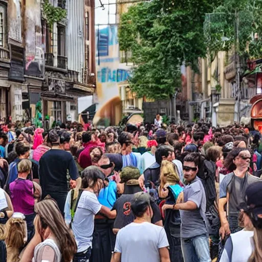 Image similar to angels protecting crowds of people in the street