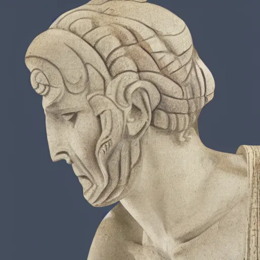 Prompt: photo of fragmented greek sculpture of Sherek