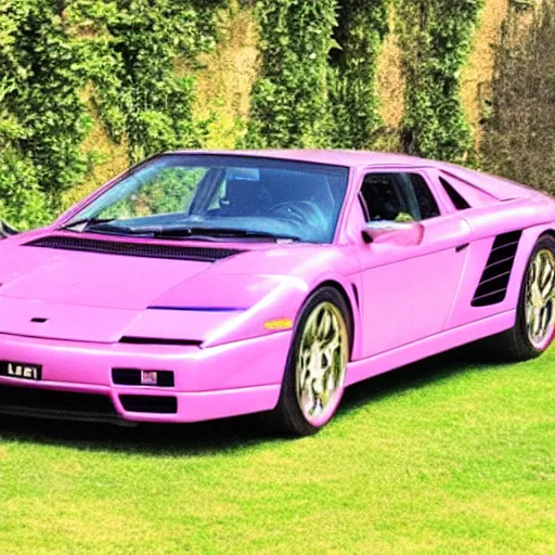 Prompt: a sparkly pink lamboghini