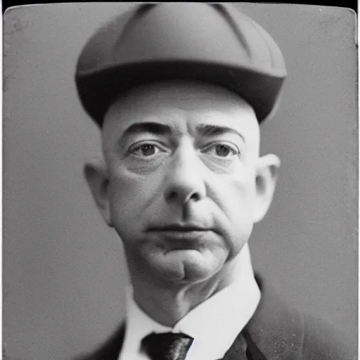Image similar to daguerrotype of jeff bezos as a soot covered miner in 1 9 0 0, film grain