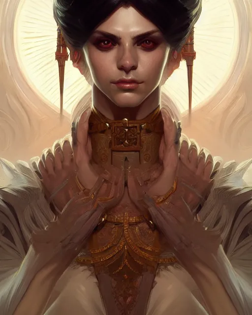 Image similar to symmetry!! portrait of draven, d & d, intricate, elegant, highly detailed, digital painting, artstation, concept art, smooth, sharp focus, illustration, art by artgerm and greg rutkowski and alphonse mucha