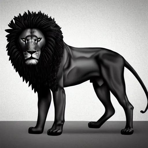 Prompt: all black male lion