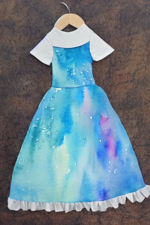 Prompt: ocean themed princess dress design, watercolor