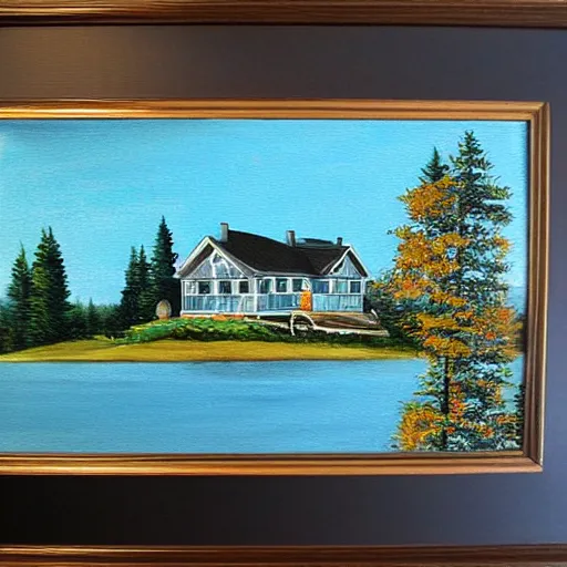 Prompt: a house by the lake painted by jason rainville