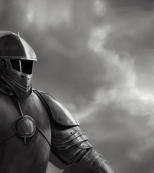 Prompt: knight, illustration, rim light, top light, perfectly shaded, spring time, slight overcast lighting, hyper realistic cinematic art 4 k great view high quality