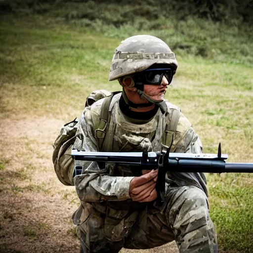 Image similar to a soldier gearing up to charge into battle