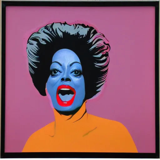 Prompt: individual screaming diana ross silk screen francis bacon