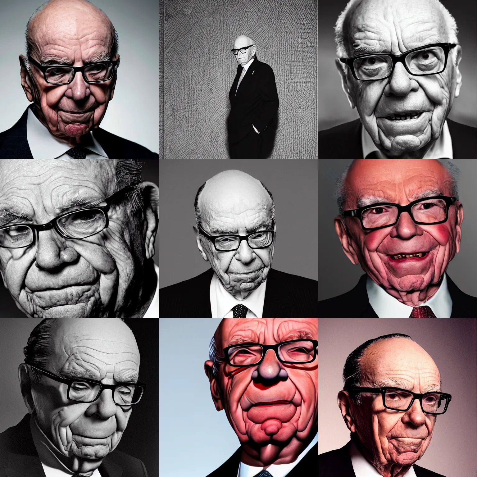 Prompt: Rupert Murdoch as the Devil, portrait photography