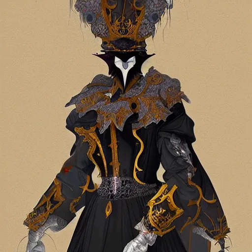 Image similar to dark character design inspired by venice carnival, concept art, smooth