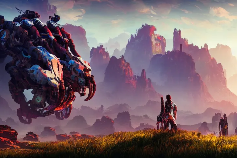 Image similar to tideripper machine mecanical creature robot of horizon forbidden west horizon zero dawn bioluminiscence global illumination ray tracing hdr fanart arstation by ian pesty and alena aenami artworks in 4 k