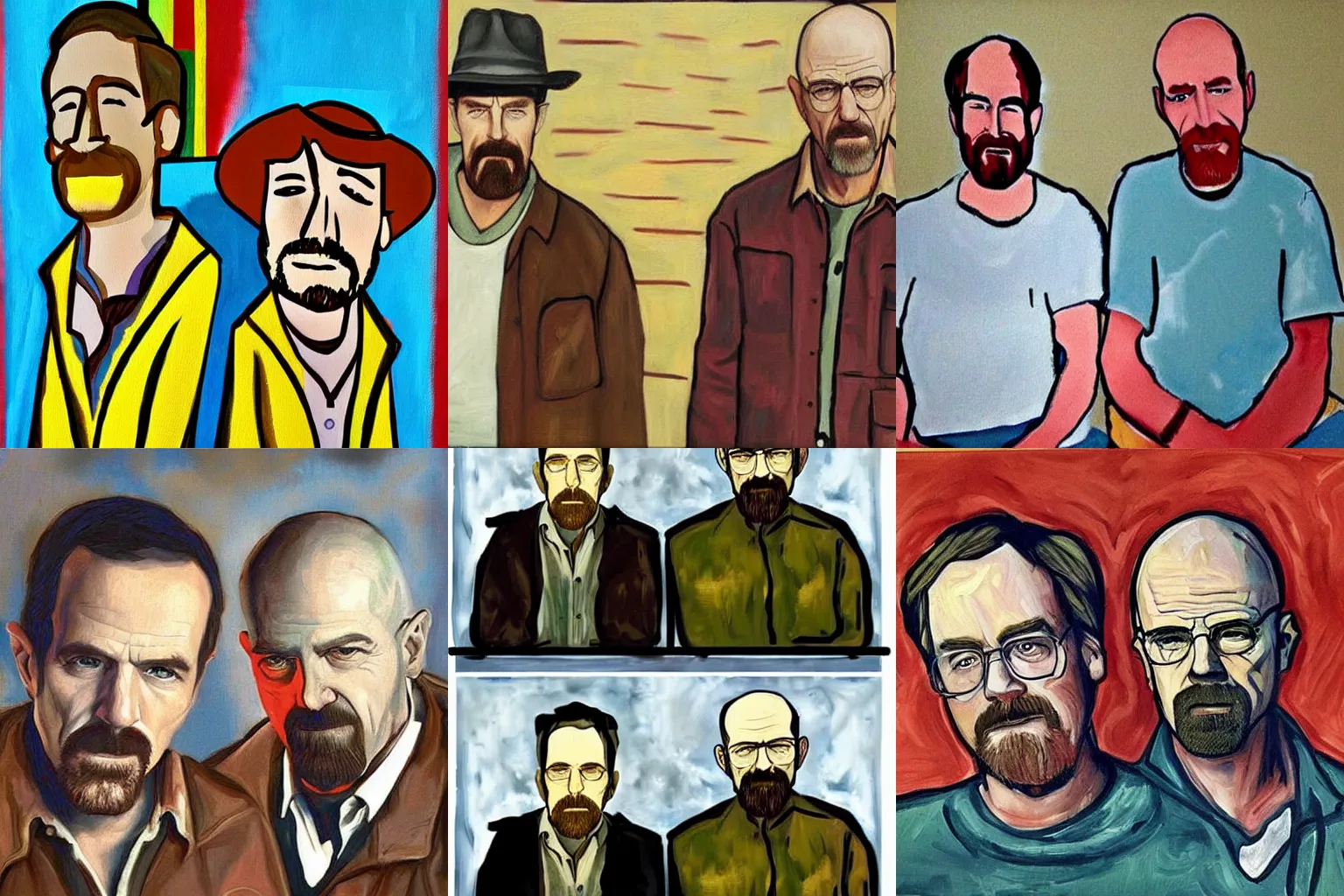 Prompt: Walt and Jesse from Breaking Bad, painting by Picasso