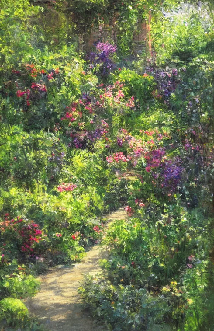 Image similar to an afternoon in the secret garden, light rendering