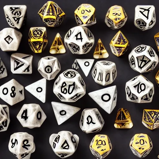 Prompt: d20 made of teeth, dnd, dice, dungeons and dragons, skeletal, boney, fangs, bite, gaming, in the style of museum collection, artifacts, eldritch, monster manual,