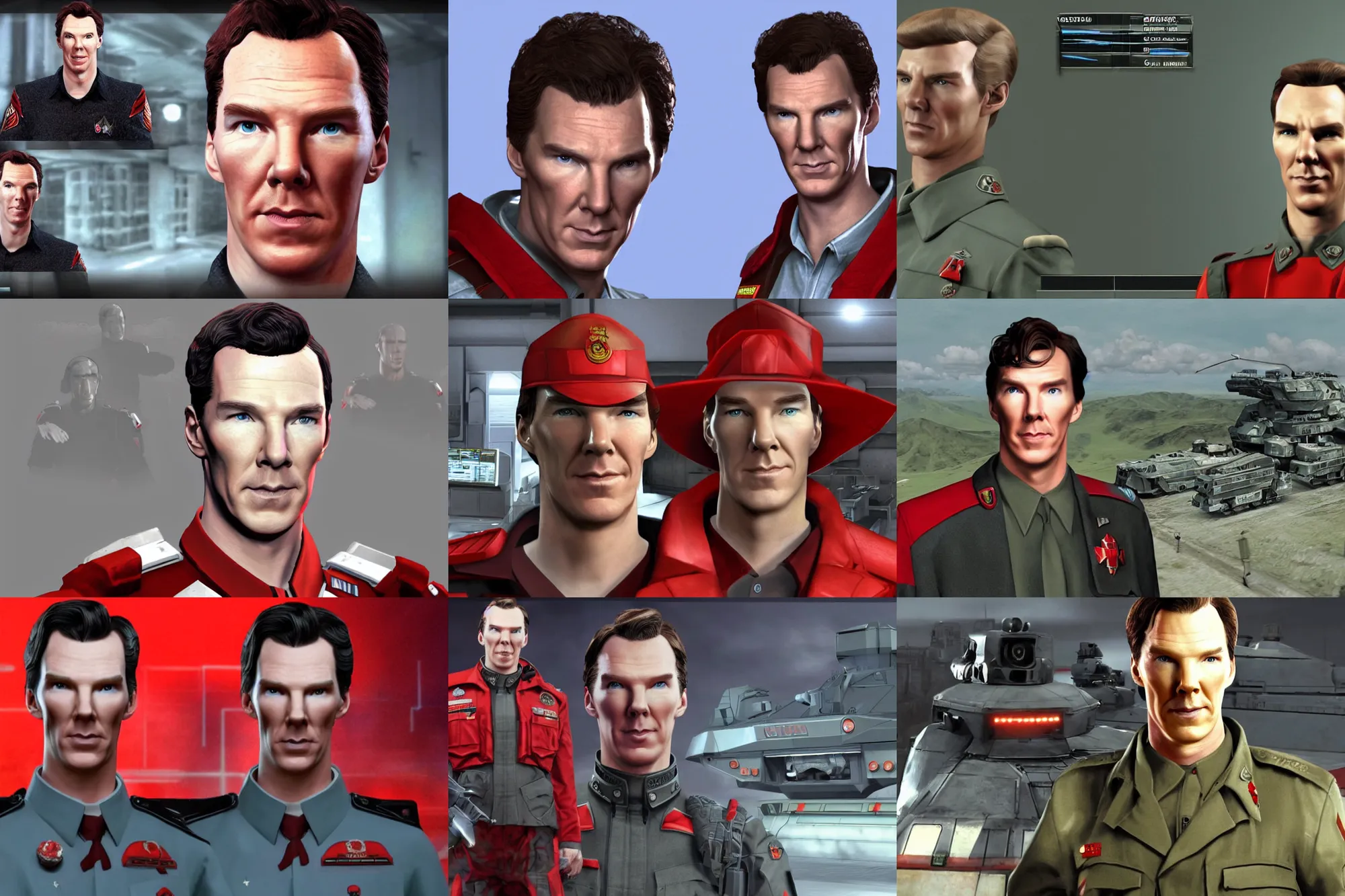 Prompt: a still of benedict cumberbatch in the video game command and conquer red alert 2. 3 d rendering. unreal engine. amazing likeness. very detailed. cartoon caricature.