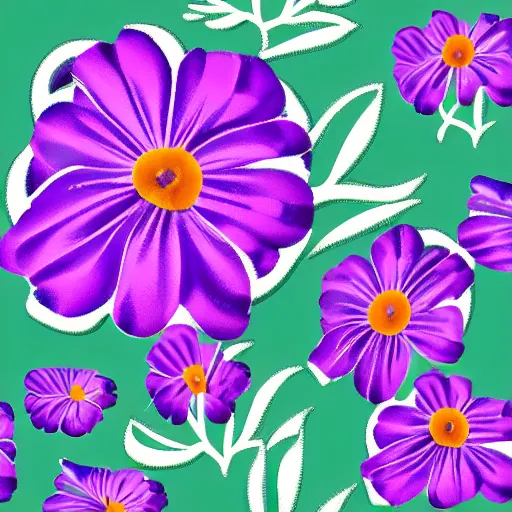 Prompt: Icon for a fashion designing company called WildFlower,purple background, floral, simple