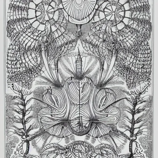 Image similar to picture from a children's coloring book, made by ernst haeckel