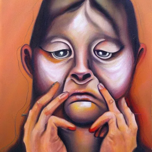 Image similar to the feeling of anxiety oil painting 1 9 9 1