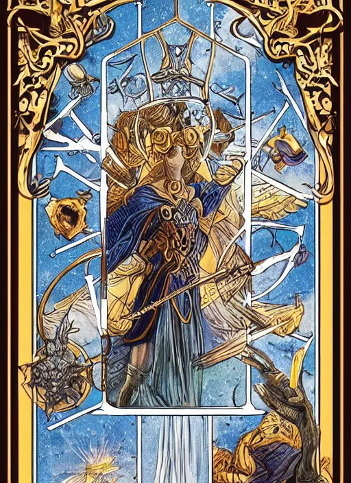 Image similar to tarot card template layout _ by _ filipe _ pagliuso _ and _ justin _ gerard _ symmetric _ fantasy _ highly _ detailed _ realistic _ intricate _ port