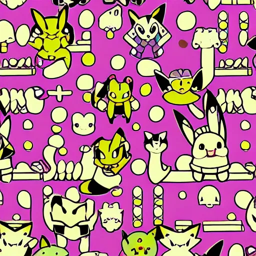 Prompt: pattern of the pokemon mew by Ken Sugimori