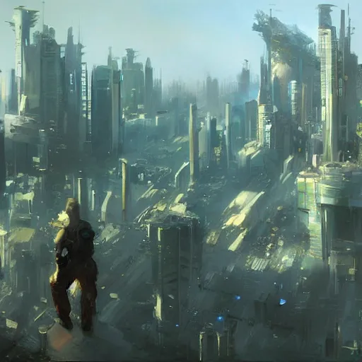 Image similar to a utopian city scape, beautiful, futuristic, lush, craig mullins