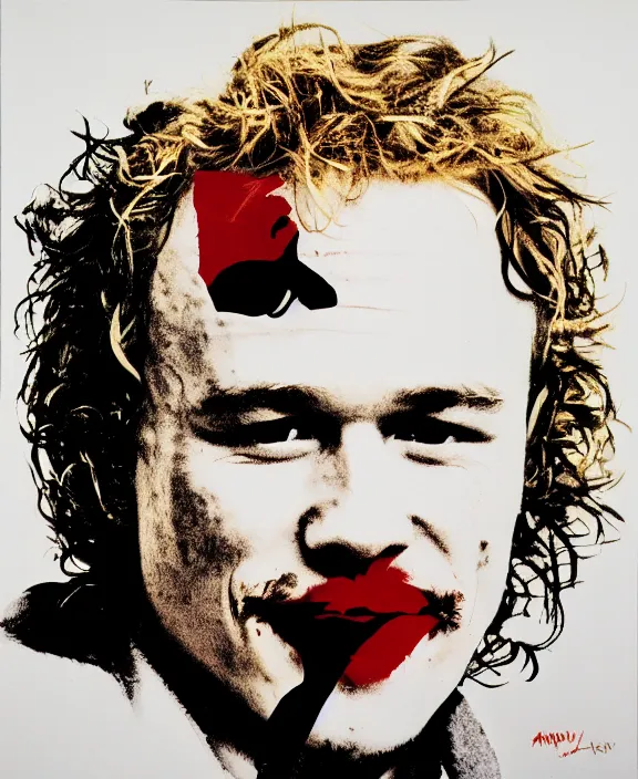 Prompt: heath ledger by andy warhol