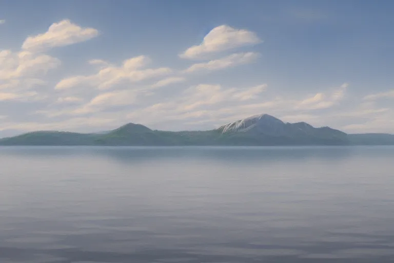 Prompt: a matte painting of Lake Simcoe, trending on artstation