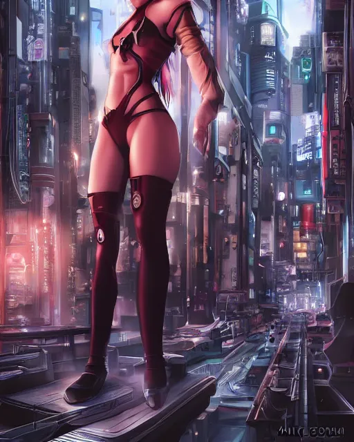 Image similar to The successful warrior is the average man, with laser-like focus, artwork by artgerm, anime style art, art by Masamune Shirow, cyberpunk streets in Japan, elegant, seductive, ssci-fi, high fantasy, CGsociety, full length, exquisite detail, post-processing, low angle, masterpiece, mystical, magical