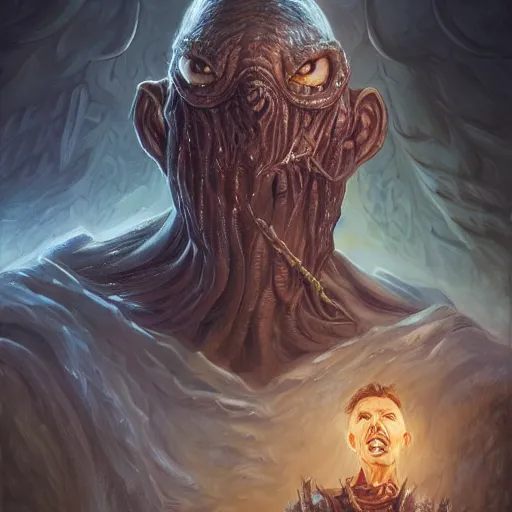 Prompt: eldritch abomination, oil painting, cinematic, intricate complexity, rule of thirds, in the style of Adam Paquette, Svetlin Velinov, Daarken, Artgerm, Keith Thompson, and Eric Deschamps, face by Artgerm and WLOP, magic the gathering art, character concept