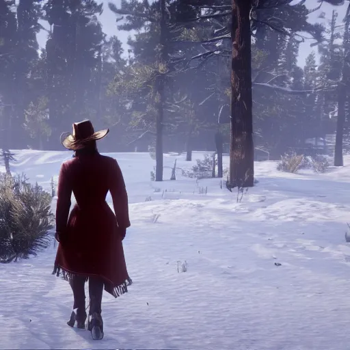 Image similar to an in-game screenshot of Adele in Red Dead Redemption 2 (2018)