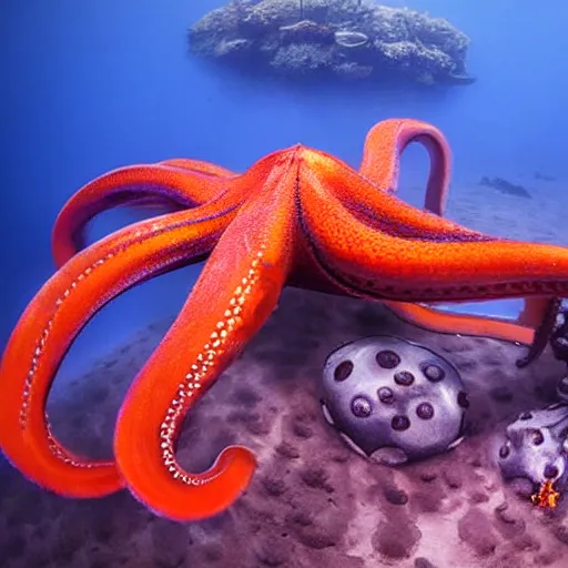 Image similar to stunning portrait of a giant robotic octopus