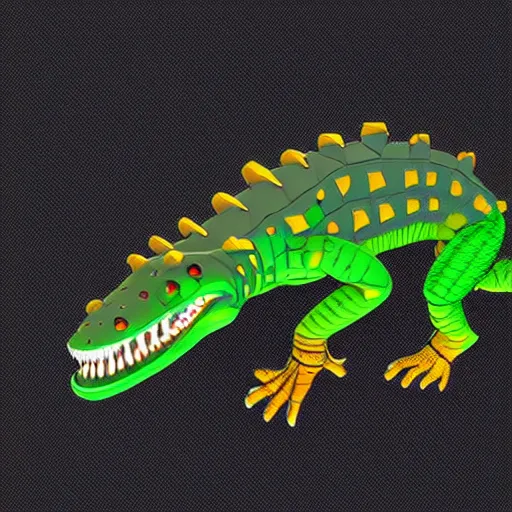 Image similar to cyborg crocodile but minimalistic concept art, colorful, v - ray, trending on artstation, minimalism