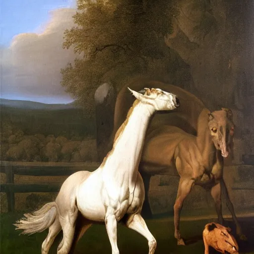 Prompt: this is hell, oil painting by george stubbs