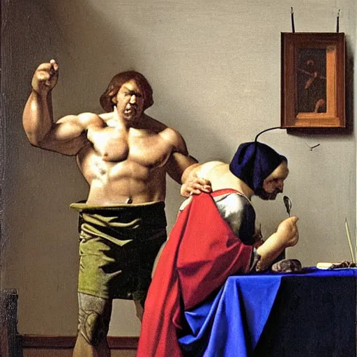 Prompt: the incredible hulk, vermeer painting