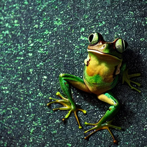 Prompt: a beautiful photo of a frog with cinematic lighting, tropical