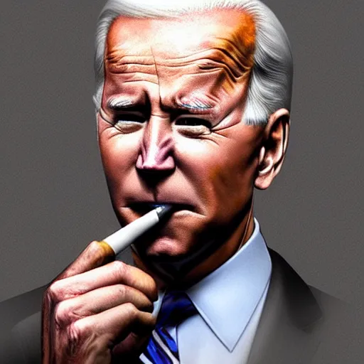 Prompt: hyperrealistic photograph of joe biden smoking a vape pen | smoke coming out of his mouth, artstation, 4 k