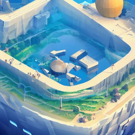 Image similar to floating island with tel aviv city in the sky, low poly, isometric art, 3d art, high detail, artstation, concept art, behance, ray tracing, smooth, sharp focus, ethereal lighting