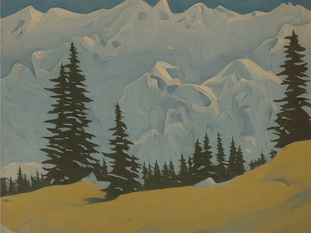 Image similar to a beautiful landscape painting by lawren harris, trending on arstation