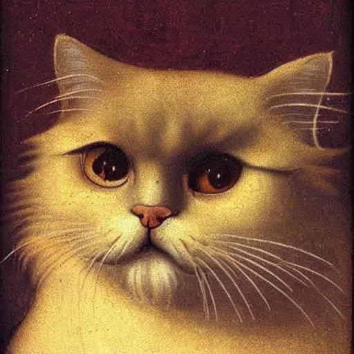 Prompt: a persian cat portrait by Leonardo da Vinci