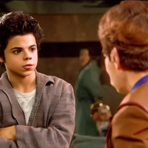 Image similar to young jake t. austin from wizards of waverly place, playing dabo in quark's bar on deep space nine, 3 5 mm photography, highly detailed, cinematic lighting, 4 k